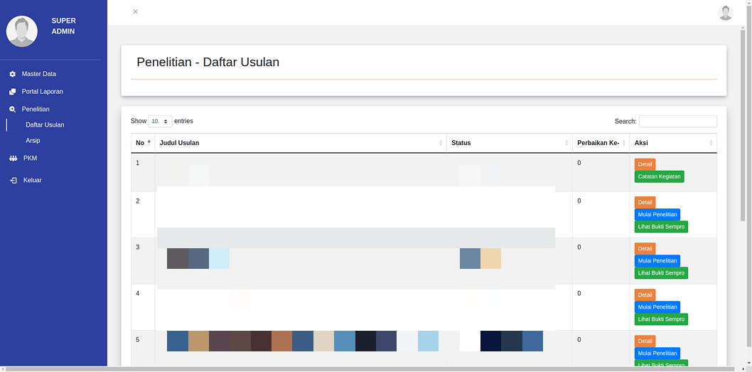 SIMLITASA — Research Information System screenshot 3